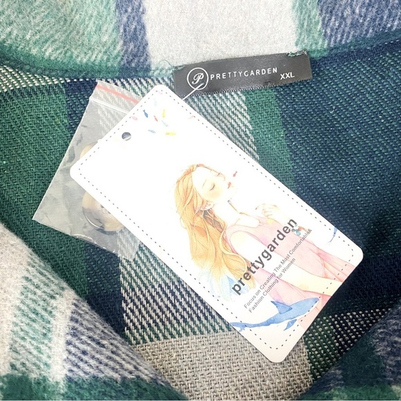 Pretty Garden Navy/Green Plaid Shacket Size XXL - Picture 4 of 6
